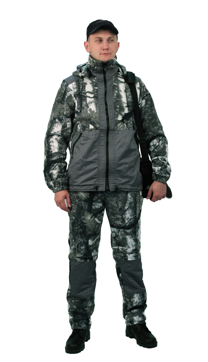 Флисовый костюм "Панда" кмф "Серый лес" с накладками,350г/м2