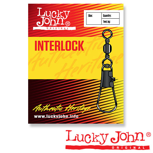 Вертлюги C Застежкой Lucky John Barrel And Interlock Black 018 10Шт.
