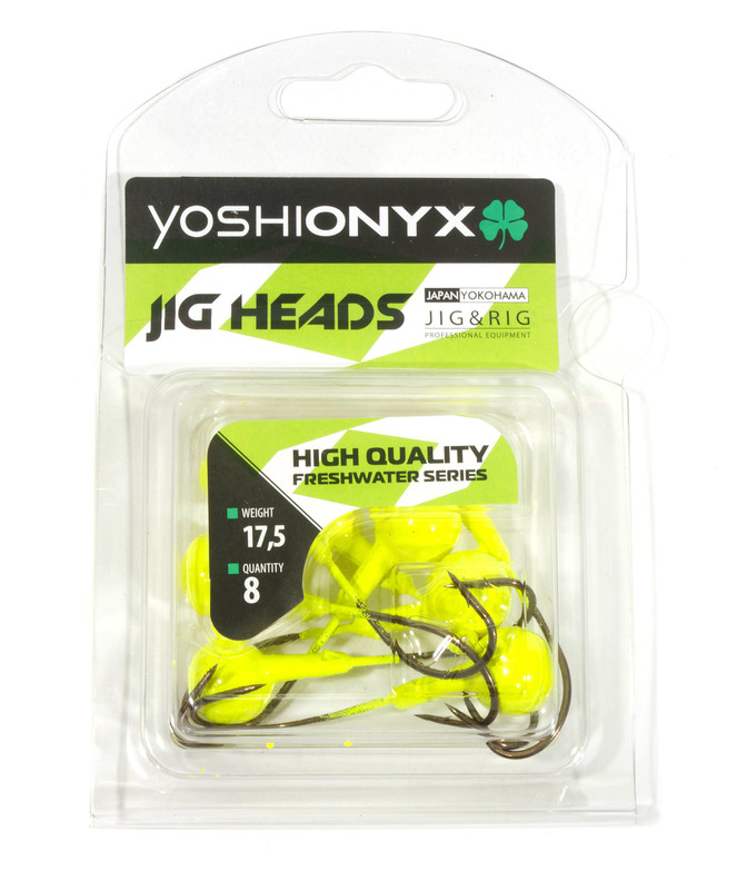 Джигголовка Yoshi Onyx JIG Bros Шар 1, вес 21г, 7шт., цвет лимонный (крючок Eagle Claw)