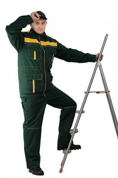Костюм мужской "Актуал" с брюками зелёный с жёлтым