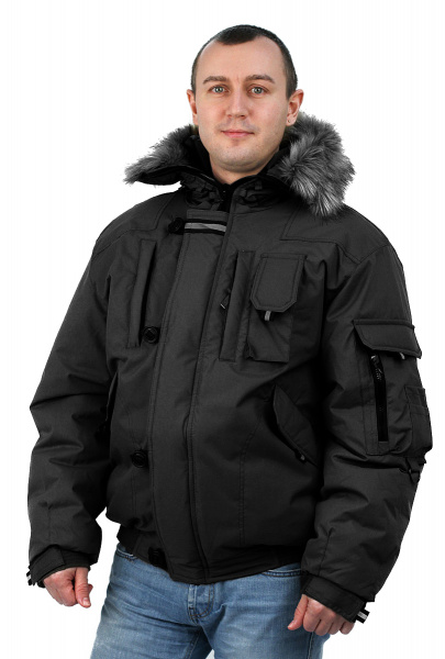 Куртка мужская на поясе "Аляска-Премиум" черная