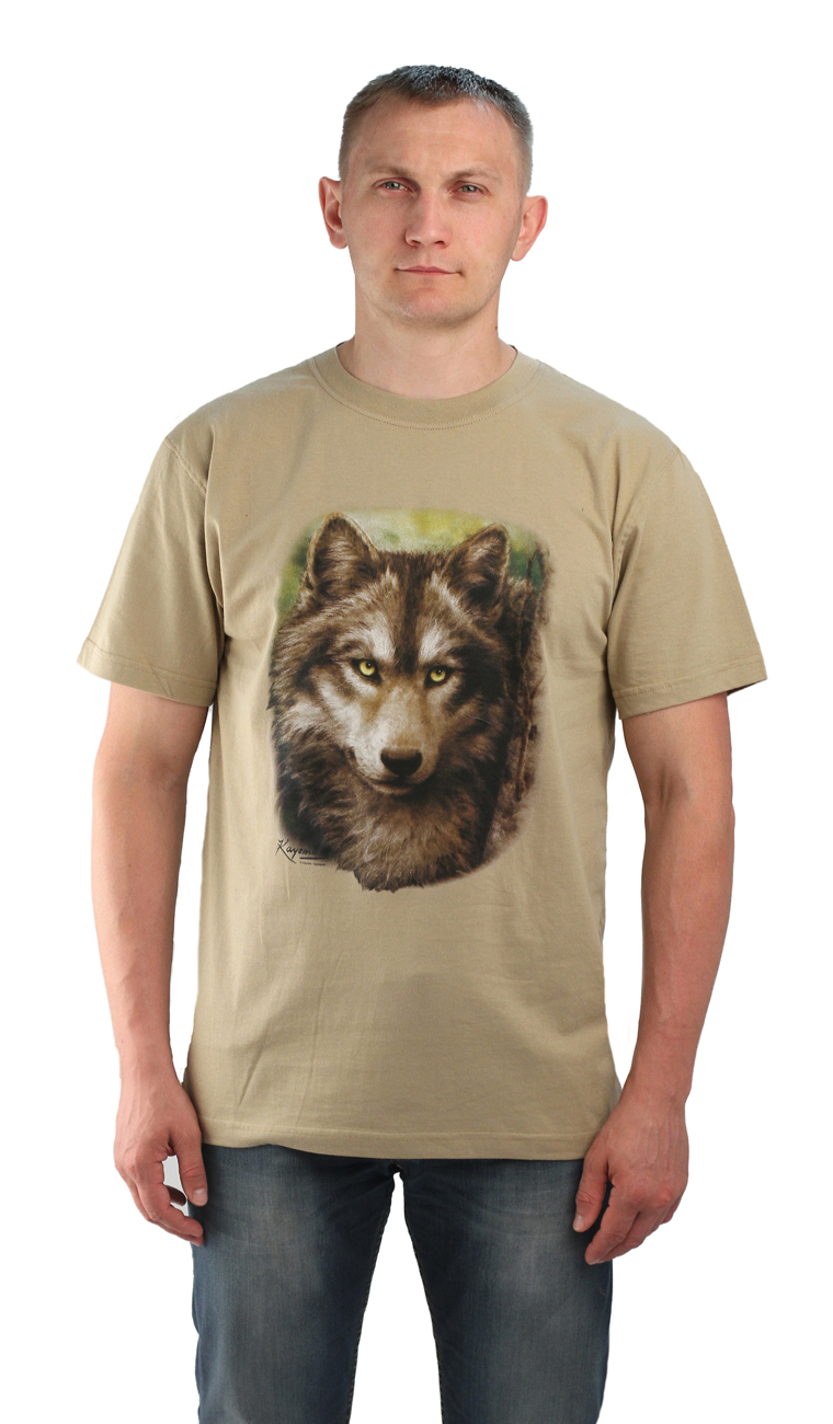 Футболка "Волк-2" цв.оливковый. Мир футболок