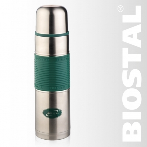 Термос Biostal NB-1000 P-G 1,0л (узкое горло, цв. силик. вставка) Зеленый