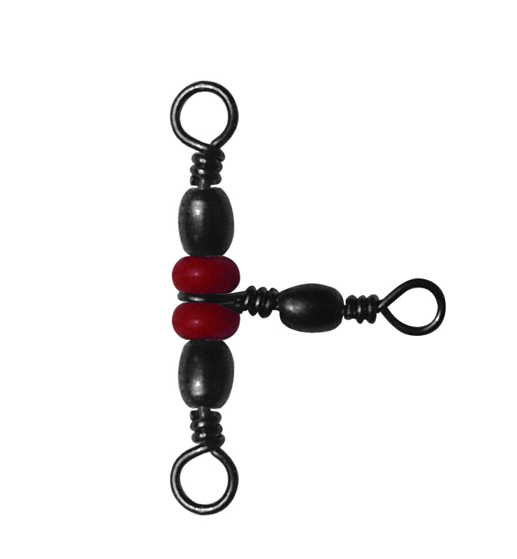 Вертлюг-тройник (triple red beads swivels) №7Х9 (5шт/уп)