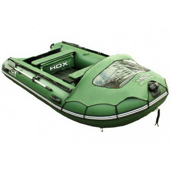 Лодка HDX надувная, модель Helium 390 Am (многобаллонное дно), цвет зеленый