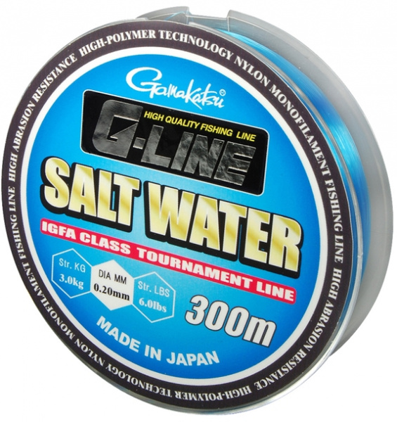 Леска GAMAKATSU "G-Line Salt Water FB" 0,33мм 300м (8кг) (флуо-голубая)