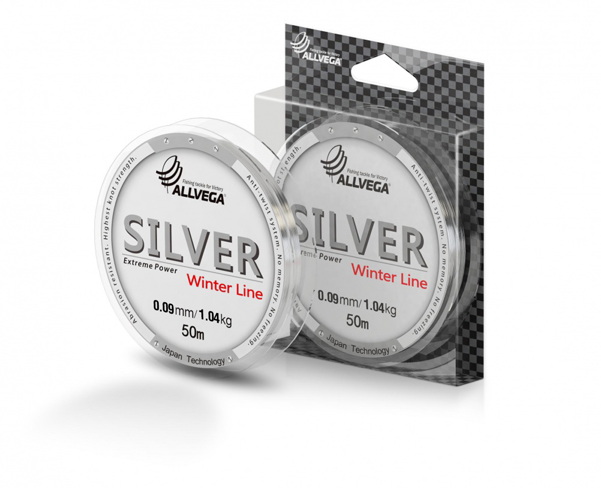 Леска  ALLVEGA  "Silver" 0.09мм (50м) (1,04кг) (серебристая)