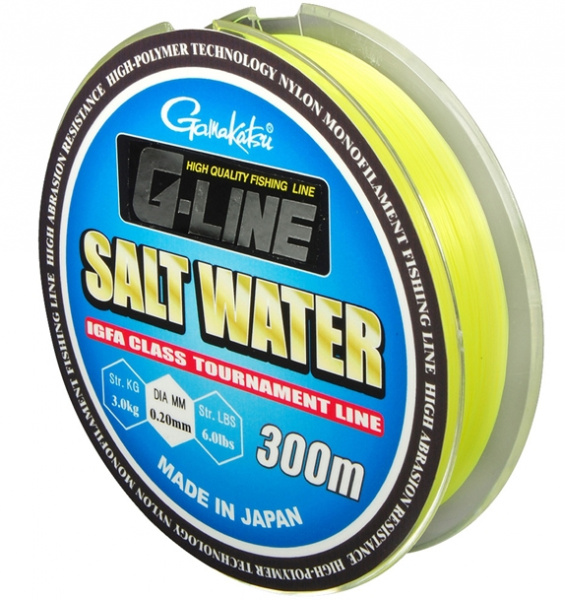 Леска GAMAKATSU "G-Line Salt Water FY" 0,23мм 300м (4кг) (флуо-желтая)
