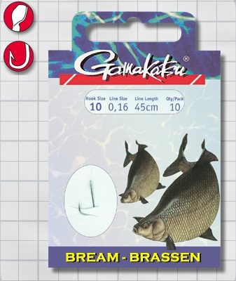 Крючок GAMAKATSU BKS-1810B Bream Feed 75см №16 d поводка 012 (10шт.)