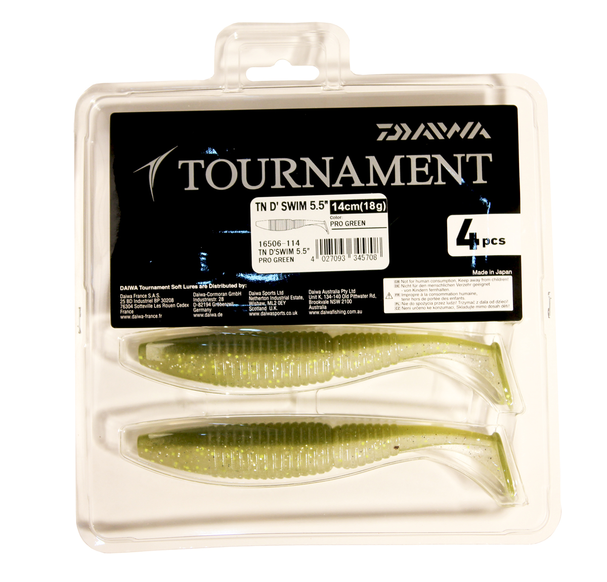 Виброхвост Daiwa "TN D Swim" 14см. (Pro Green ) 4шт