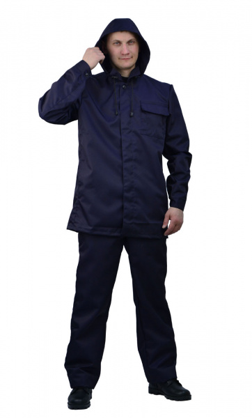 Костюм мужской "К-80" летний т. синий  с капюшоном ткань лавсан 