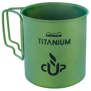 Титановая кружка со складными ручками Adrenalin Titanium Cup Green