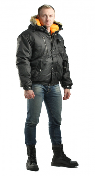 Куртка укороченная мужская "Аляска" зимняя. чёрная