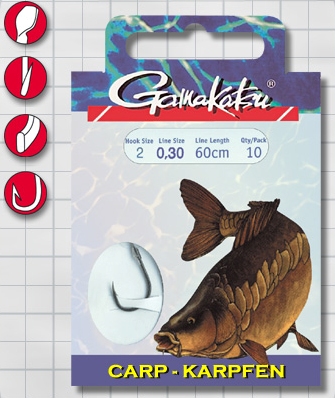 Крючок GAMAKATSU BKS-3510F Carp 60см №6 d поводка 022 (10шт.)