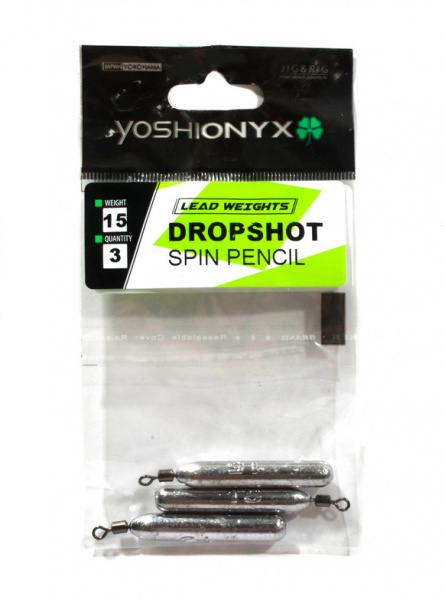 Груз Yoshi Onyx Dropshot Spin Pencil палочка для отвод, дропш. с вертл., 12.0гр, 3шт
