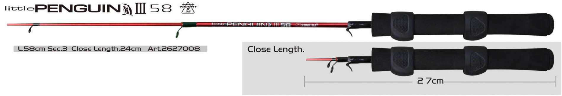 Удочка зимняя SWD тел "Penguin-58" (58cm,ручка-неопрен, чехол)