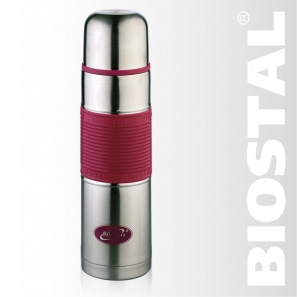 Термос Biostal NB-1000 P 1,0л (узкое горло, цв. силик. вставка)  Розовый