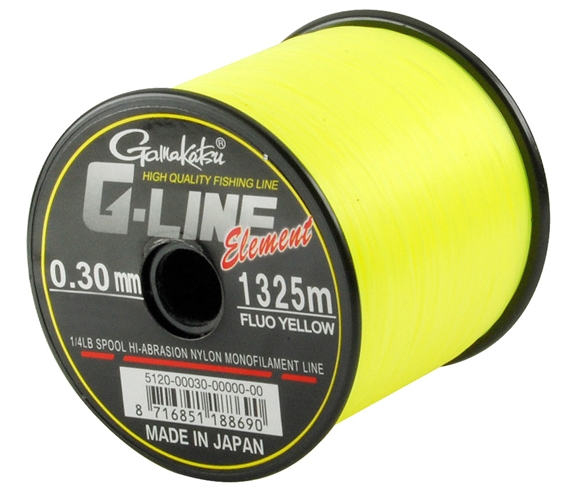 Леска GAMAKATSU "G-Line Element Fluo Yellow" 0,28мм 1490м (5,7кг) (флуо-желтая)