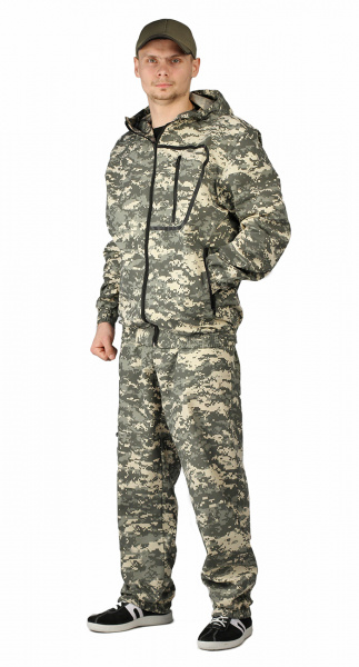 Костюм "ТУРИСТ 1" куртка/брюки цвет: кмф "Цифра св.серый", ткань: Грета 