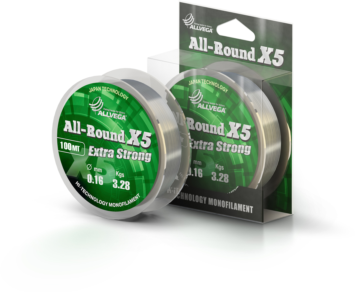 Леска  ALLVEGA  "ALL-ROUND X5" 0.16мм (100м) (3,28кг) (прозрачная)